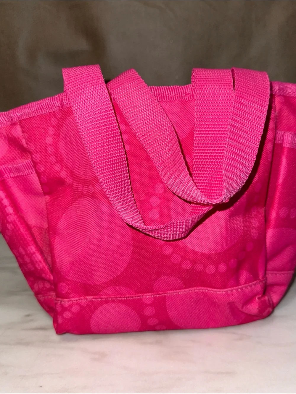 Thirty-One Pink Polka Dot Tote Bag w/ Pockets Double Handles